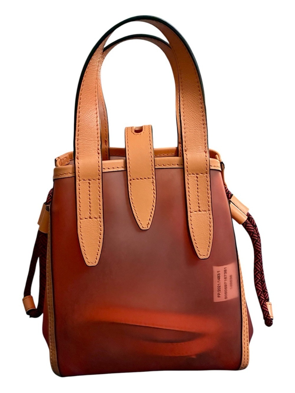 Furla Digizia Pink Jelly Tote Handbag Leather Trim Two Tone Cord Drawstring MINI - Picture 9 of 13